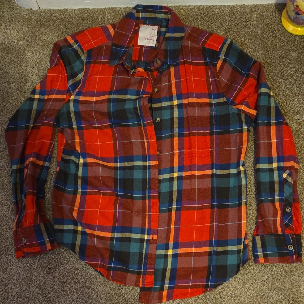 SO Red and Blue Casual Button Down Shirt